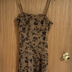 SHEIN Black Floral on Tan Mini Dress